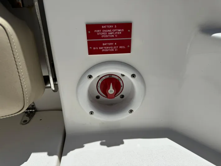  Yacht Photos Pics Sea Fox 288 Commander 2017 battery switch and label detail.