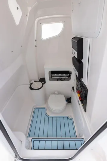  Yacht Photos Pics Interior of 2017 Sea Fox 288 Commander boat with compact marine toilet.