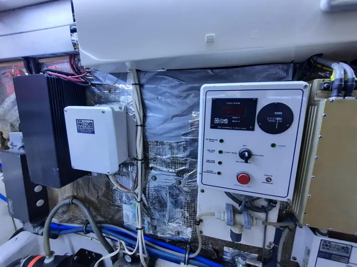 Foam O Yacht Photos Pics Electrical control panel in a 2000 Cabo 45 Express yacht.