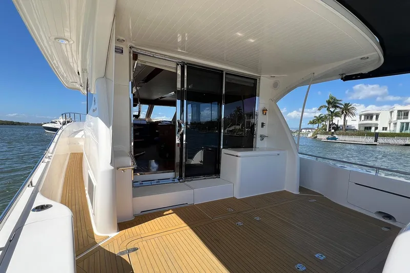 Kahala Yacht Photos Pics 2005 Maritimo M60 yacht deck with sleek design and waterfront view.