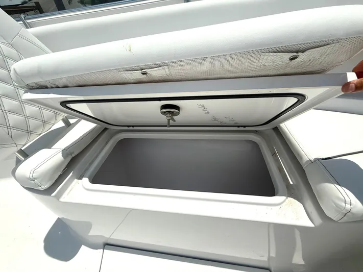  Yacht Photos Pics Open storage compartment on 2024 Sportsman 322 Open boat.