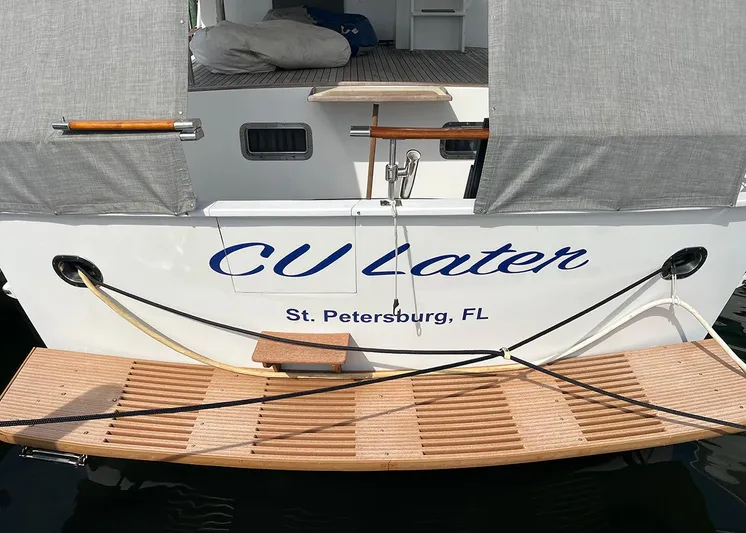  Yacht Photos Pics 1987 DeFever Tri-Cabin yacht with "CU Later" name, docked in St. Petersburg, FL.