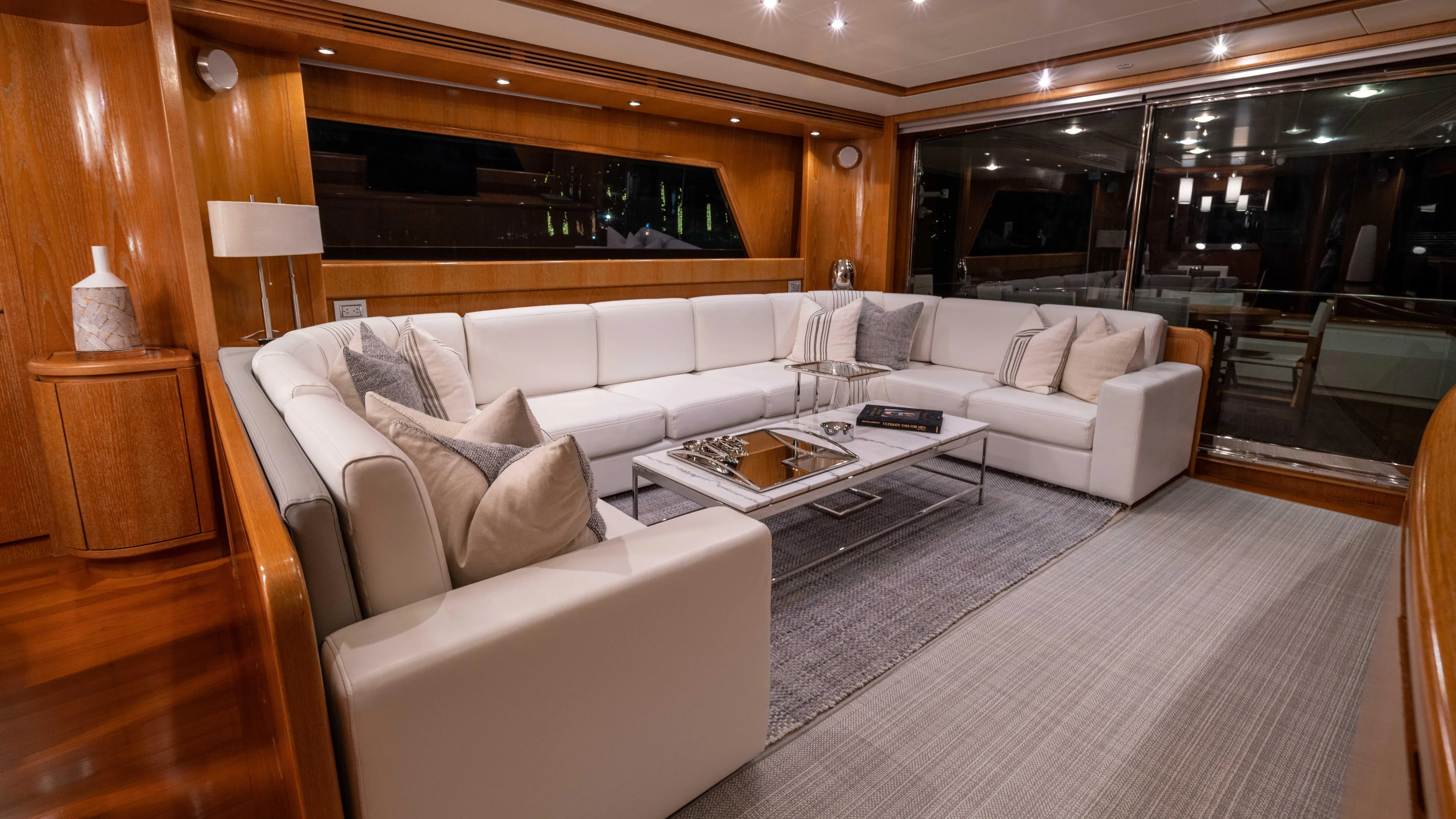 Losand Yacht Photos Pics Luxurious interior of 2005 Sanlorenzo SL82 yacht with elegant seating and modern decor.