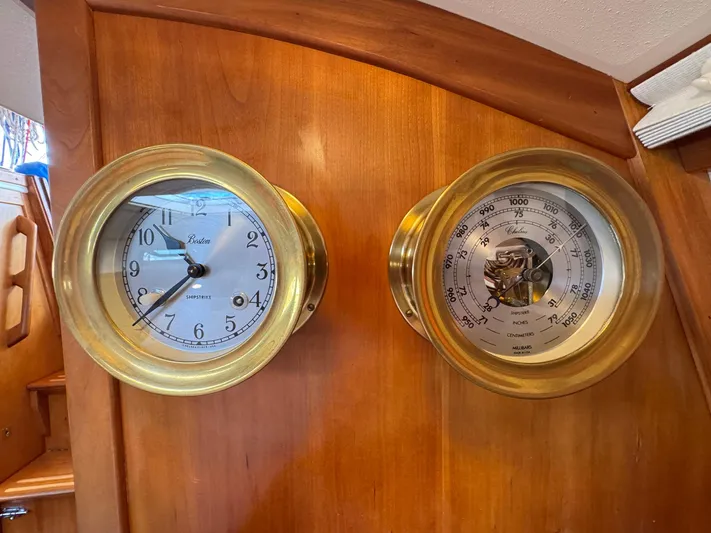 Delta Sand Yacht Photos Pics Brass clock and barometer on Sabre 362 yacht, 2000 model, wooden interior.