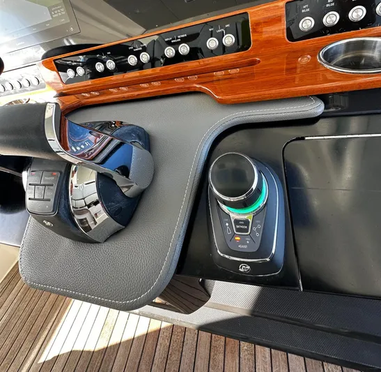  Yacht Photos Pics Control panel of 2020 Tiara Yachts 38 LS with joystick and throttle.