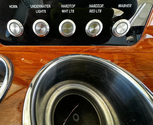  Yacht Photos Pics Control panel of a 2020 Tiara Yachts 38 LS with various function buttons.