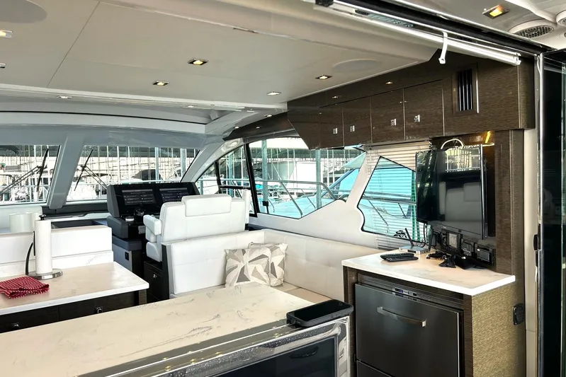 2021 Cruisers Yachts 50 Cantius Yacht Photos Pics Luxurious interior of 2021 Cruisers Yachts 50 Cantius with modern amenities and sleek design.