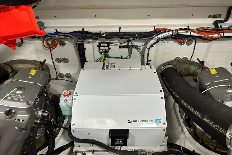 2021 Cruisers Yachts 50 Cantius Yacht Photos Pics Engine room of 2021 Cruisers Yachts 50 Cantius with Seakeeper 6 stabilizer system.