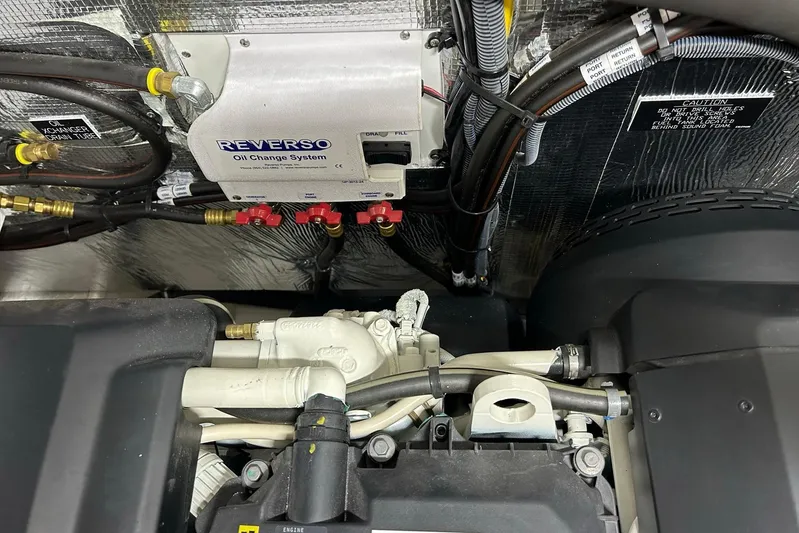 2021 Cruisers Yachts 50 Cantius Yacht Photos Pics Engine room of 2021 Cruisers Yachts 50 Cantius with Reverso oil change system.