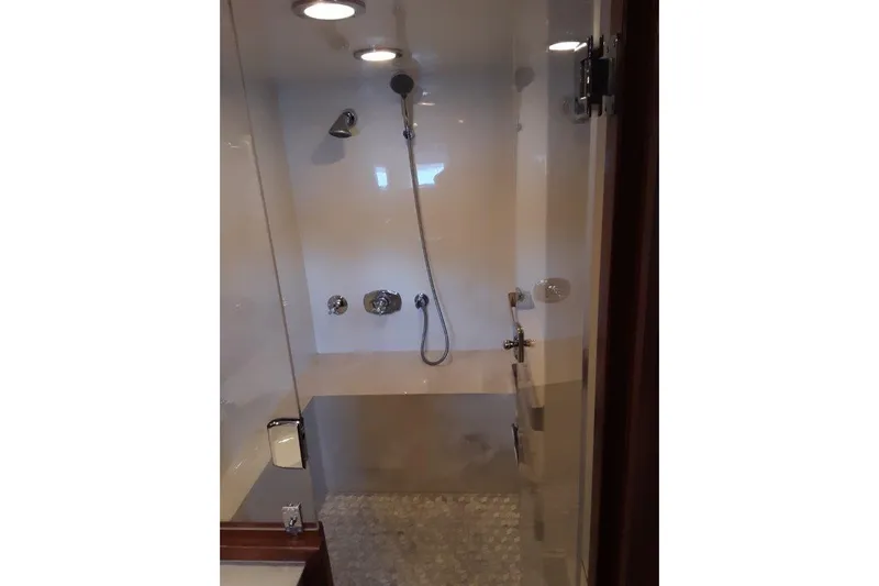 Endless Summer Yacht Photos Pics Master Shower area, featuring modern fixtures and glass door.