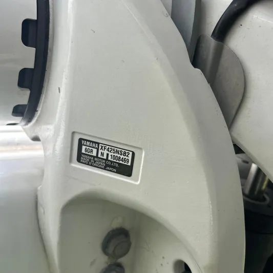  Yacht Photos Pics Close-up of Yamaha motor part on 2005 Formula 330 SS boat.