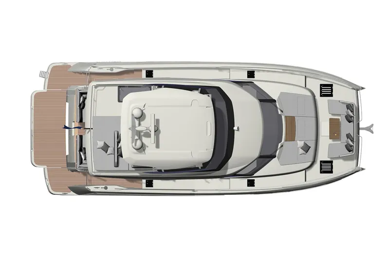 M3400 Yacht Photos Pics Manufacturer Provided Image: Top view of 2025 Prestige M48 luxury yacht with spacious deck layout.