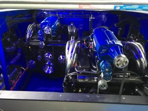  Yacht Photos Pics 2013 Nor-Tech 477 SPX Vee Bottom engine compartment with dual high-performance engines.