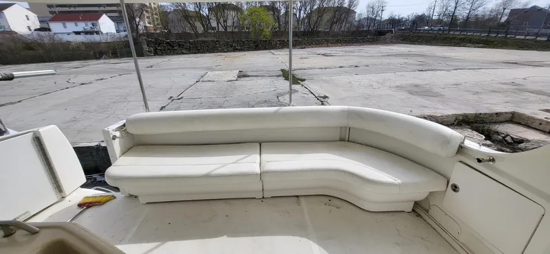  Yacht Photos Pics 2005 Sea Ray 390 Motor Yacht with white outdoor seating on deck.