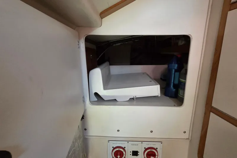  Yacht Photos Pics Interior storage compartment of a 2007 Catalina 42 MkII sailboat.