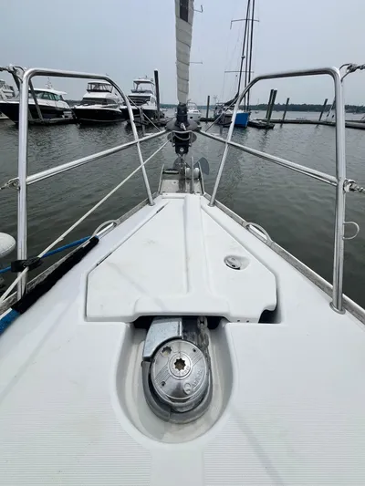 Miss Charlotte Yacht Photos Pics Bow view of 2007 Jeanneau Sun Odyssey 39i sailboat docked at marina.