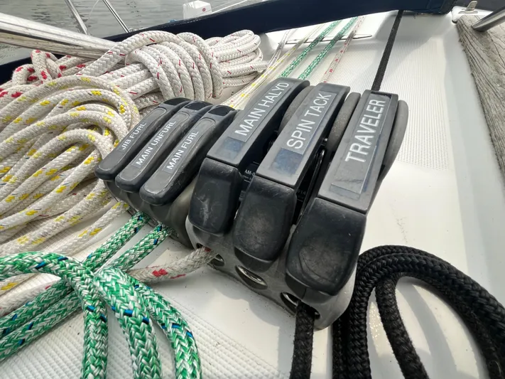 Miss Charlotte Yacht Photos Pics Rope clutches on a 2007 Jeanneau Sun Odyssey 39i sailboat deck.