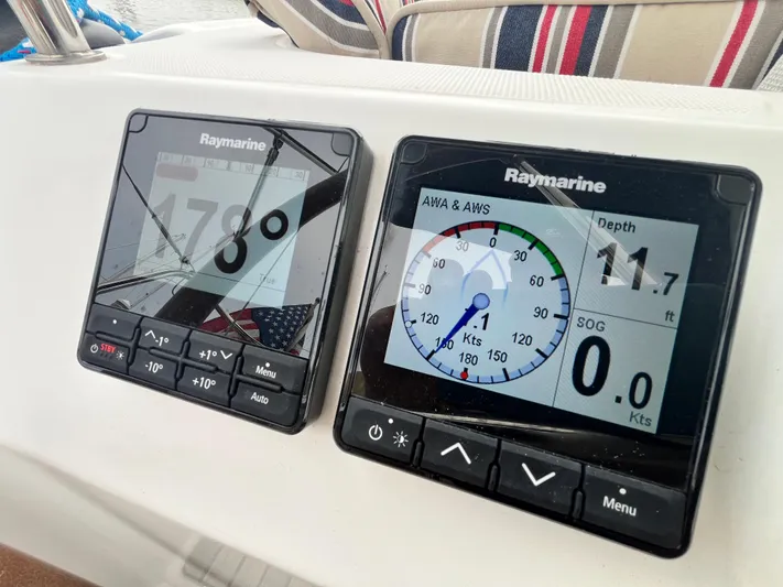 Miss Charlotte Yacht Photos Pics Raymarine navigation displays on a 2007 Jeanneau Sun Odyssey 39i sailboat.