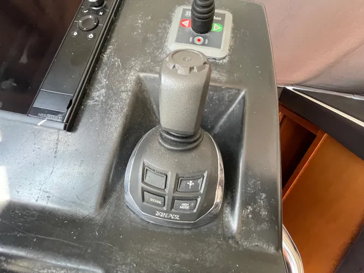 Funkytown 2 Yacht Photos Pics Joystick control panel on a 2014 Jeanneau NC 11 boat.