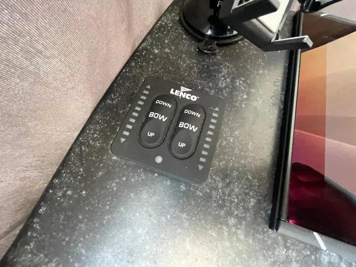 Funkytown 2 Yacht Photos Pics Lenco trim tab control panel on 2014 Jeanneau NC 11 boat dashboard.