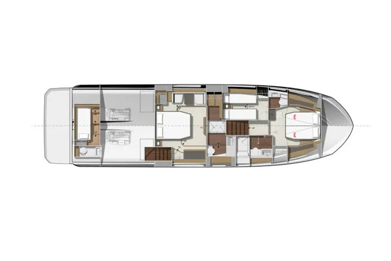  Yacht Photos Pics Manufacturer Provided Image: 2024 Prestige 590 yacht floor plan, detailed interior layout.