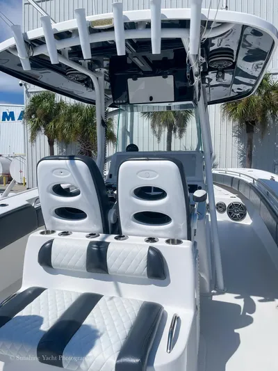 Higher Power Yacht Photos Pics 2017 Cape Horn 36XS boat with dual seating and rod holders.