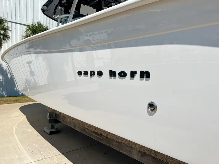 Higher Power Yacht Photos Pics 2017 Cape Horn 36XS boat side view in a marina.