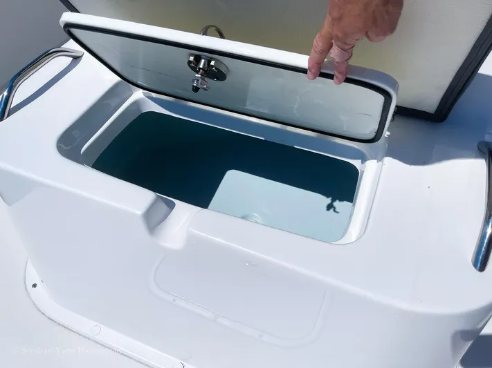 Higher Power Yacht Photos Pics Open storage compartment on a 2017 Cape Horn 36XS boat.