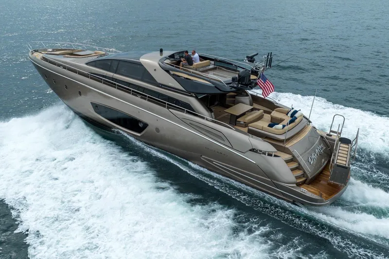 Da Rose Yacht Photos Pics Luxurious 2012 Riva 86' DOMINO yacht cruising on open water.