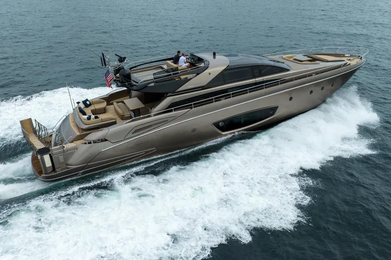 Da Rose Yacht Photos Pics Luxury 2012 Riva 86' DOMINO yacht cruising on open water.