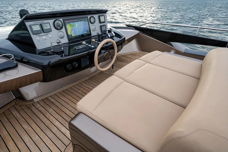 Da Rose Yacht Photos Pics Luxurious helm of 2012 Riva 86' DOMINO yacht with modern navigation system.