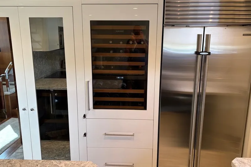 Bella Lisa Yacht Photos Pics Luxurious kitchen interior of 2020 Ocean Alexander 100 Skylounge Megayacht with modern appliances.