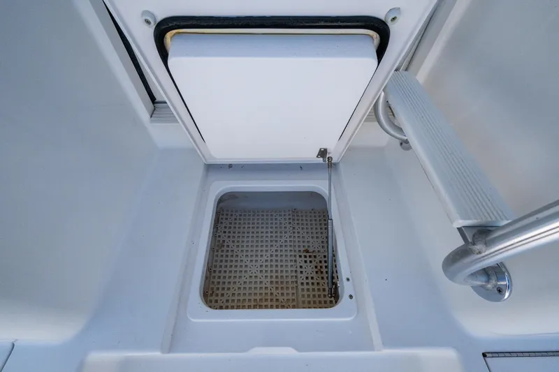 Blind Date Yacht Photos Pics Hatch opening on a 2016 Viking 46 Convertible boat deck.