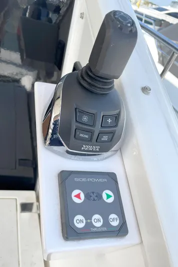 Sea Czar Yacht Photos Pics Joystick and control panel on a 2015 Fairline Targa 48 GT yacht.