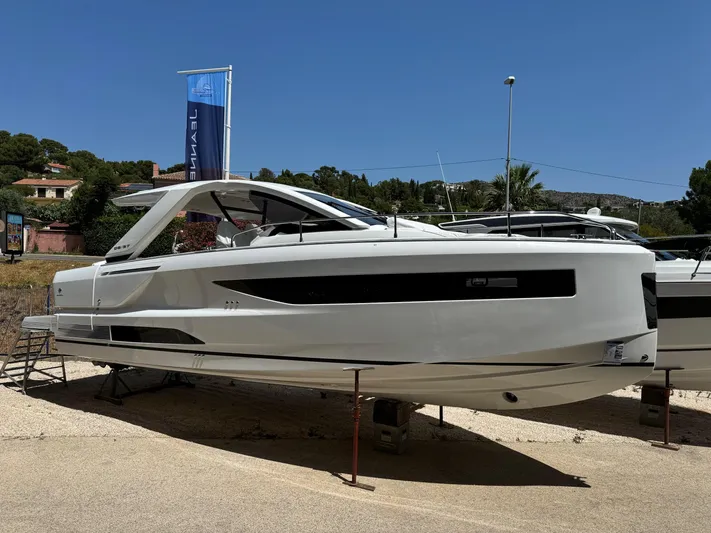 Yacht Photos Pics 2025 Jeanneau DB/37 IB yacht displayed outdoors on a sunny day.