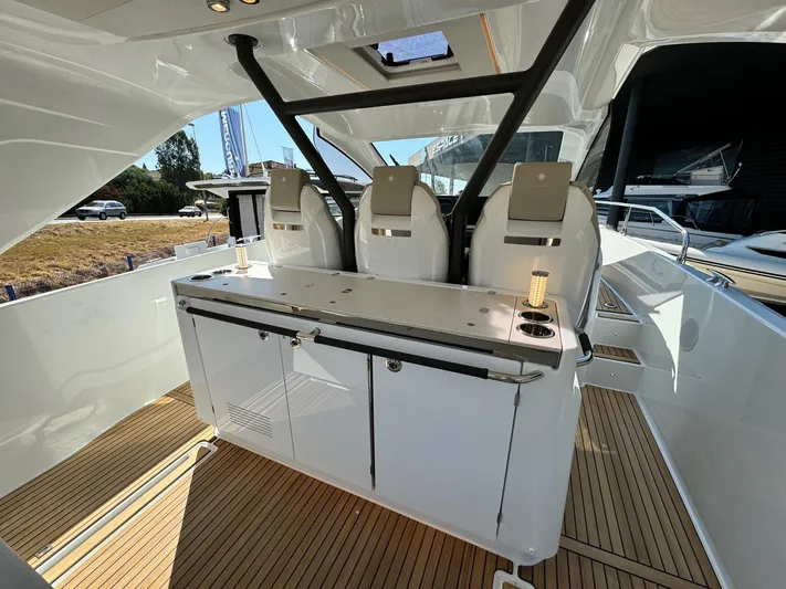  Yacht Photos Pics 2025 Jeanneau DB/37 IB yacht interior with sleek seating and modern design.