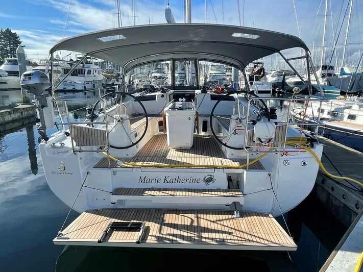 Marie Katherine Yacht Photos Pics 2022 Beneteau Oceanis 40.1 yacht docked at marina, rear view.