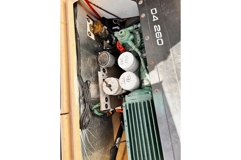  Yacht Photos Pics 2014 Cutwater C-28 engine compartment with D4 260 engine components visible.