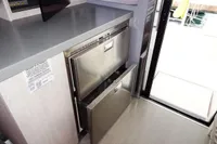 Stainless steel drawer fridge in 2020 Leopard 43 Powercat yacht interior.
