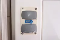 Jabsco switch panel on Leopard 43 Powercat 2020 yacht interior.