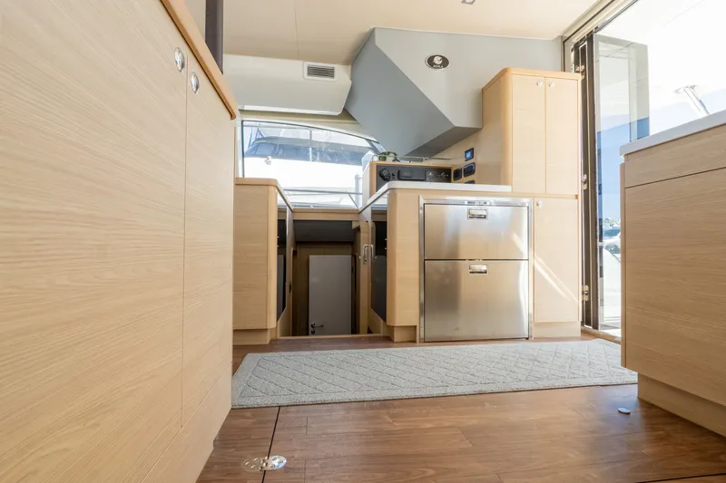  Yacht Photos Pics Interior of 2023 Aquila 44 Yacht featuring modern kitchen.