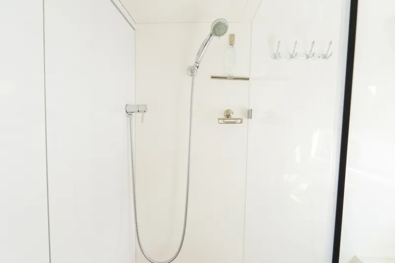  Yacht Photos Pics Modern shower on the 2023 Aquila 44 Yacht.