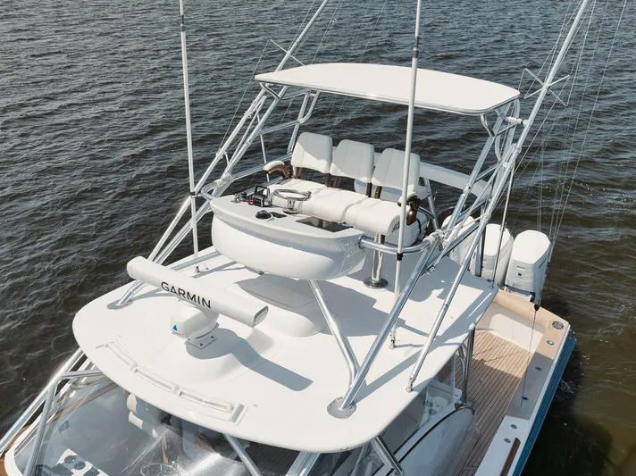Slack Tide Yacht Photos Pics Gamefisherman 49 Slack Tide - Bausch Marlin Tower, Folding Buggy Top
