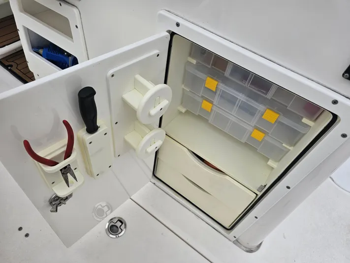  Yacht Photos Pics Tool storage on 2018 Sea Fox 328 Commander boat.