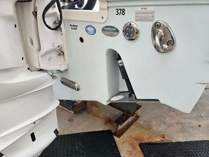  Yacht Photos Pics Rear view of a 2018 Sea Fox 328 Commander boat.