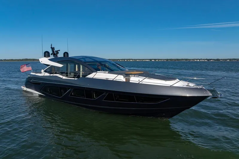 Kb Jr Yacht Photos Pics 2020 Sunseeker Predator 74 yacht cruising on open water under clear blue skies.