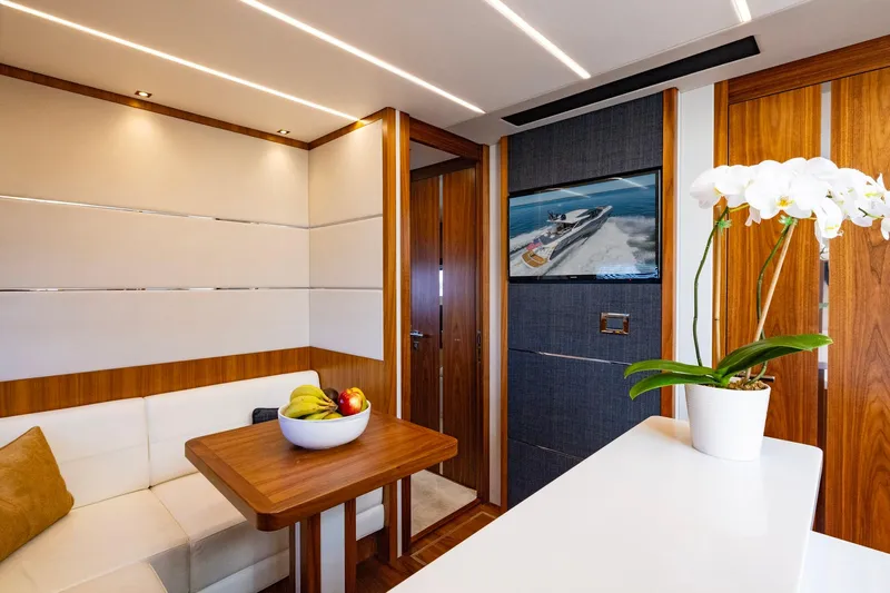 Kb Jr Yacht Photos Pics Luxurious interior of 2020 Sunseeker Predator 74 yacht with elegant decor and modern amenities.