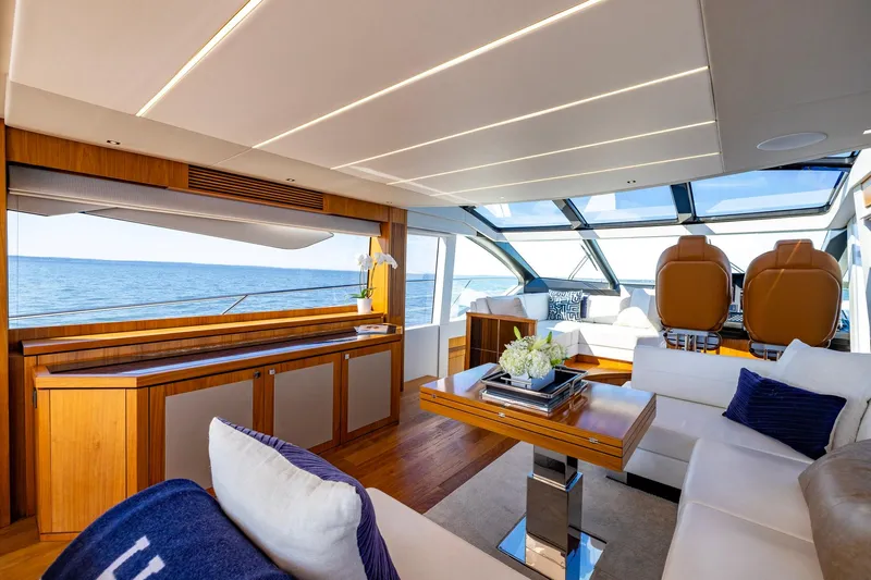 Kb Jr Yacht Photos Pics Luxurious interior of 2020 Sunseeker Predator 74 yacht with ocean view.