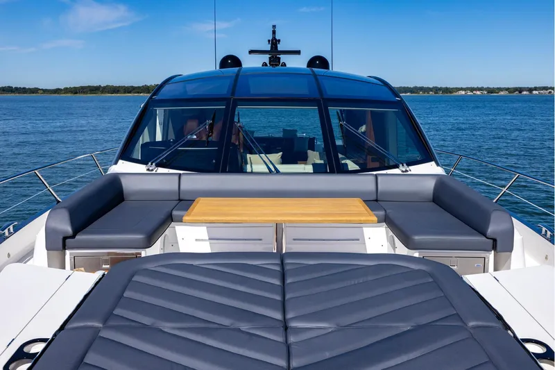 Kb Jr Yacht Photos Pics Luxurious 2020 Sunseeker Predator 74 yacht with sleek seating and ocean view.