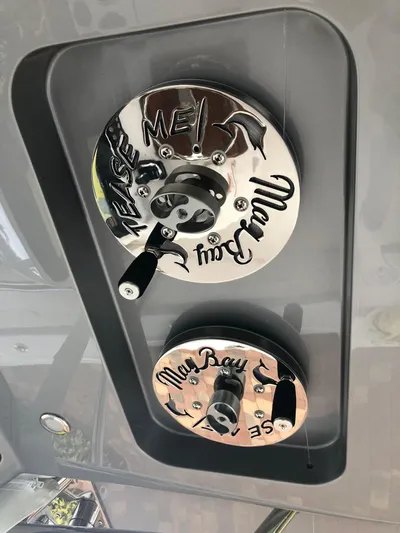  Yacht Photos Pics Mag Bay 33 2025 boat control panel with chrome finish.